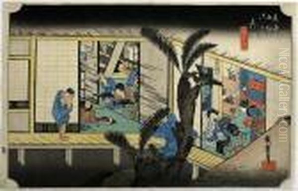 Akasaka, From The Series Tokaido Gojusan Tsugi Oil Painting by Utagawa or Ando Hiroshige