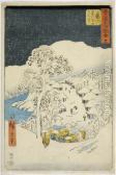 Fujikawa, From The Series Gojusan Tsugi Meishozue Oil Painting by Utagawa or Ando Hiroshige