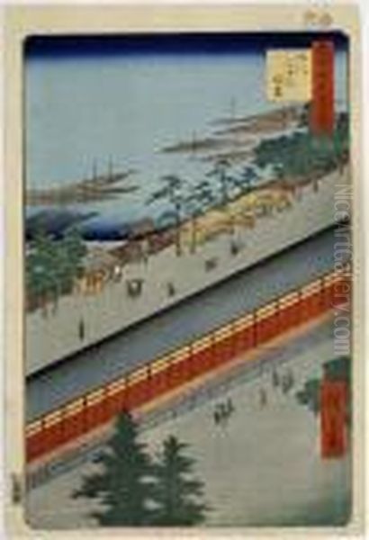 Fukagawa Sanjusangendo, From The Series Meisho Edo Hyakkei Oil Painting by Utagawa or Ando Hiroshige