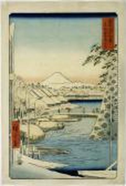 Toto Sukiyagashi, From The Series Fuji Sanjurokkei Oil Painting by Utagawa or Ando Hiroshige