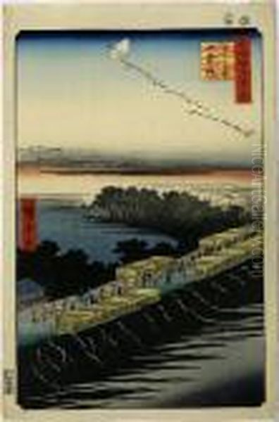 Yoshiwara At Nihon-zutsumi, From The Series Meisho Edo Hyakkei Oil Painting by Utagawa or Ando Hiroshige