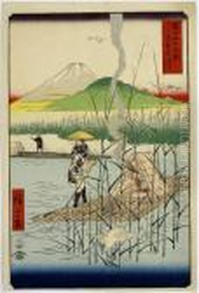 Sagami River, From The Series Fuji Sanjurokkei Oil Painting by Utagawa or Ando Hiroshige