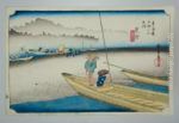 Serie Du Hoeido Tokaido Oil Painting by Utagawa or Ando Hiroshige