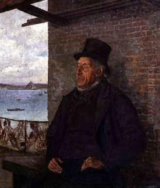 A Great Authority in Our Village Portrait of John Kelynack 1877 Oil Painting by Henry Martin