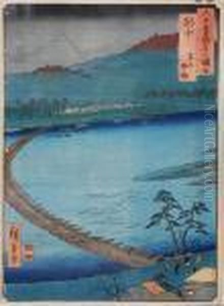 Rokuju Yoshu Meisho Zue Oil Painting by Utagawa or Ando Hiroshige