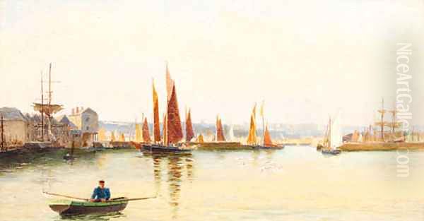 Shipping In A Harbour Oil Painting by Henry Martin