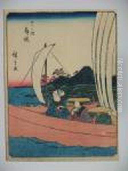 Maisaka Oil Painting by Utagawa or Ando Hiroshige