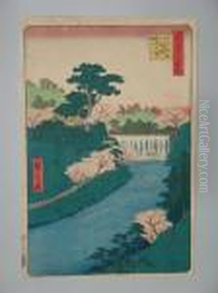 Le Barrage De La Riviere Otonashi A Oji Oil Painting by Utagawa or Ando Hiroshige