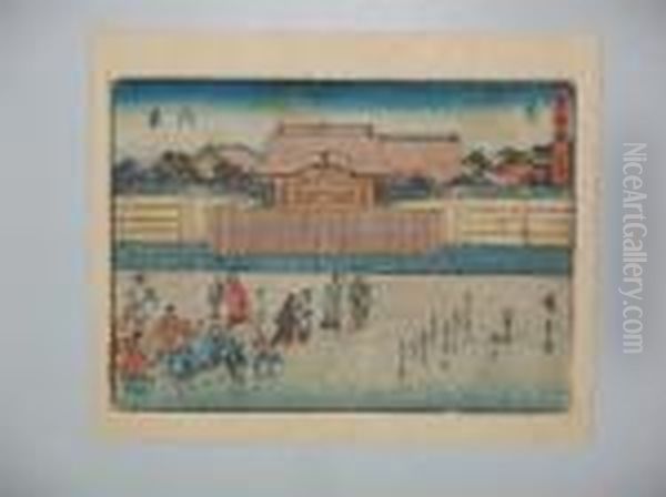 Kyoto Oil Painting by Utagawa or Ando Hiroshige