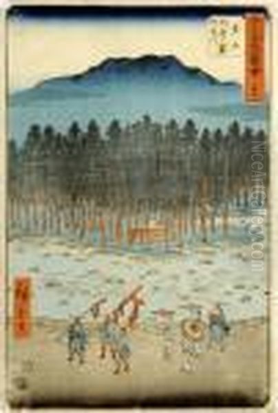 Riviere Animee Oil Painting by Utagawa or Ando Hiroshige