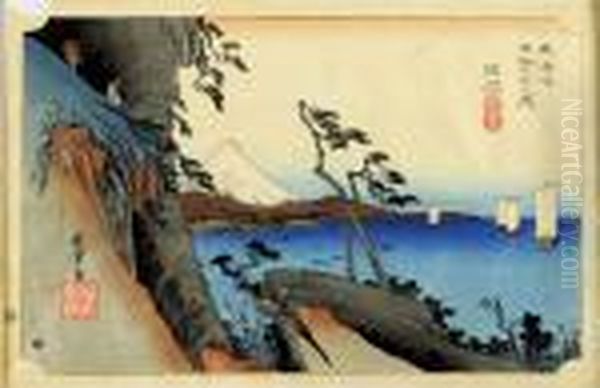 Les Voiles Blanches Oil Painting by Utagawa or Ando Hiroshige