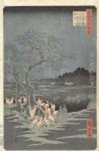 Meisho Edo Oil Painting by Utagawa or Ando Hiroshige