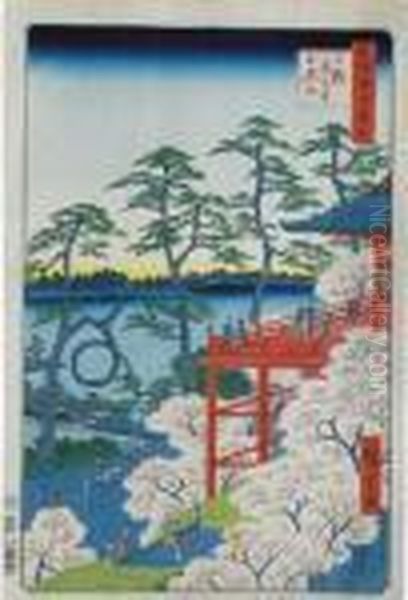 Ueno Kiyomizudo Shinobazu No Ike Oil Painting by Utagawa or Ando Hiroshige