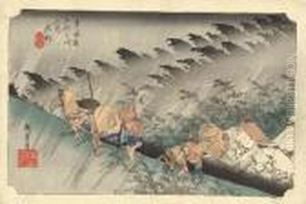 Shono Hakuu Oil Painting by Utagawa or Ando Hiroshige