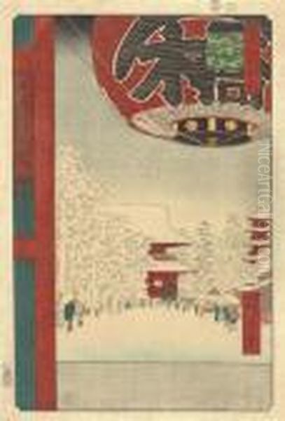 Asakusa Oil Painting by Utagawa or Ando Hiroshige