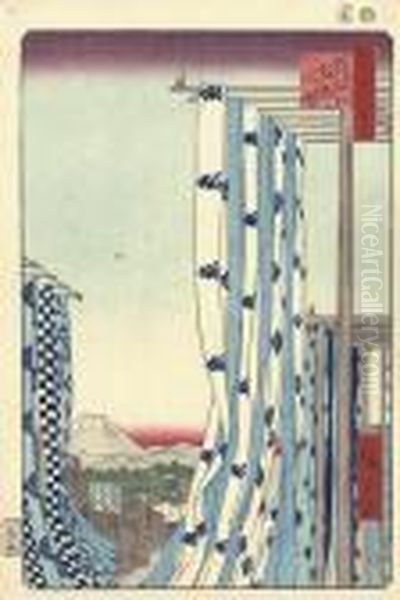 Kanda Konya-cho Oil Painting by Utagawa or Ando Hiroshige