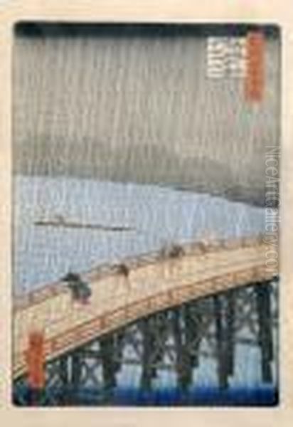 Bourrasque Un Soir A Ohasi Oil Painting by Utagawa or Ando Hiroshige