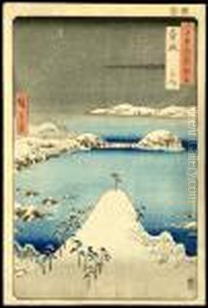 Shisaku In Iki Province Oil Painting by Utagawa or Ando Hiroshige