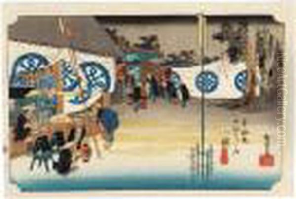 Ensemble De Onze Estampes Oil Painting by Utagawa or Ando Hiroshige