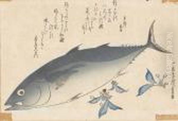 Fisch. Oil Painting by Utagawa or Ando Hiroshige