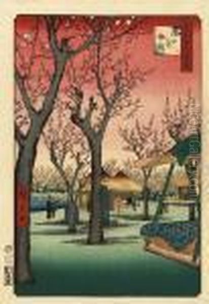 Kamata No Umezono Oil Painting by Utagawa or Ando Hiroshige