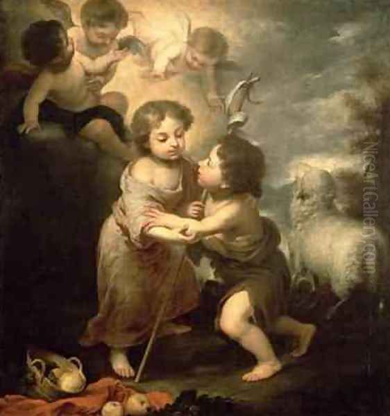 The Infants Christ and John the Baptist Oil Painting by Bartolome Esteban Murillo