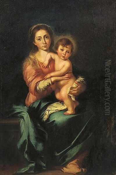 Madonna and Child after 1638 Oil Painting by Bartolome Esteban Murillo