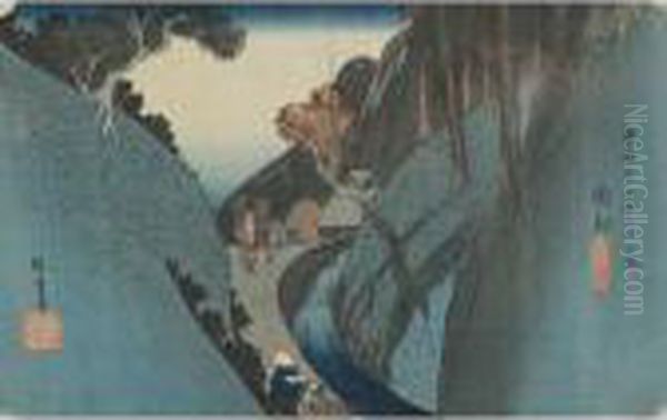 Okabe Oil Painting by Utagawa or Ando Hiroshige