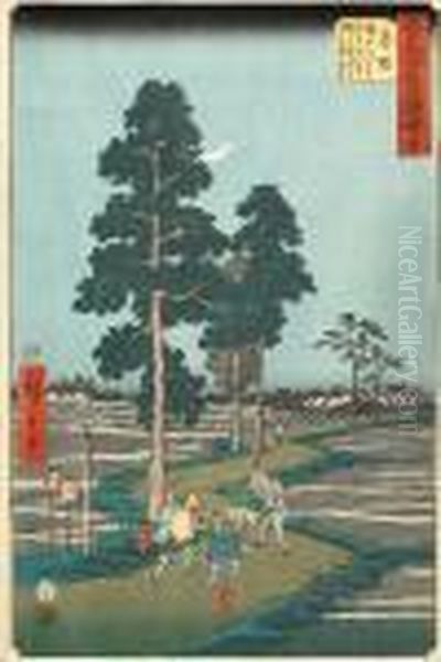 Akasaka Oil Painting by Utagawa or Ando Hiroshige