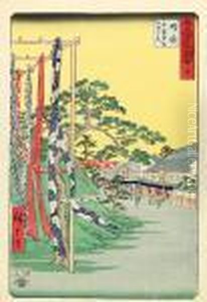 Narumi Oil Painting by Utagawa or Ando Hiroshige