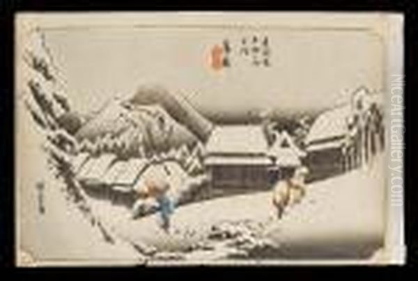 Mid 19th Century Oil Painting by Utagawa or Ando Hiroshige