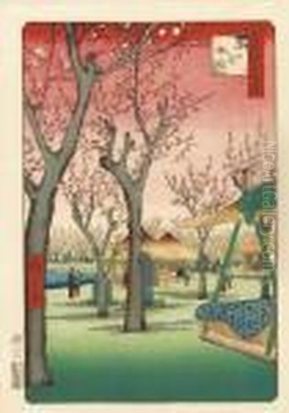 From The Series Meisho Edo Hyakkei [one Hundred Famous Views In Edo], Kamata No Umezono Oil Painting by Utagawa or Ando Hiroshige