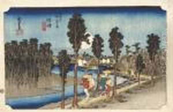 Numazu Kikure [dusk At Numbazu], From The Series Tokaido Gojusan No Tsugi Oil Painting by Utagawa or Ando Hiroshige