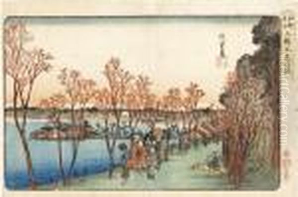 Ueno Shinobazu No Ike [the Shinobazu Pond At Ueno], From The Series Toto Meisho Oil Painting by Utagawa or Ando Hiroshige