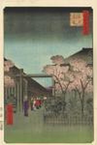 Kakuchu Shinonome [dawn In The Yoshiwara], From The Series Meisho Edo Hyakkei Oil Painting by Utagawa or Ando Hiroshige