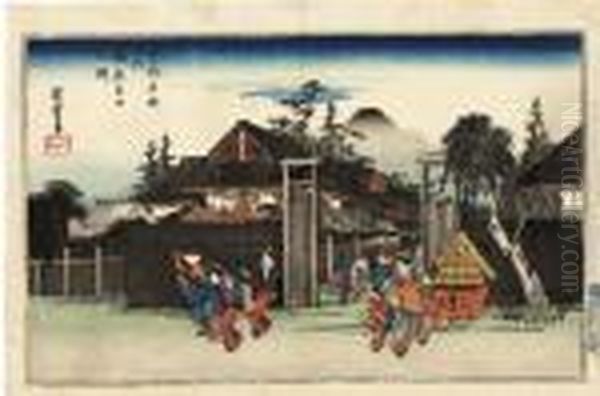 From The Series Kyoto Meisho No Uchi [famous Views Of Kyoto], Shimbara Oil Painting by Utagawa or Ando Hiroshige