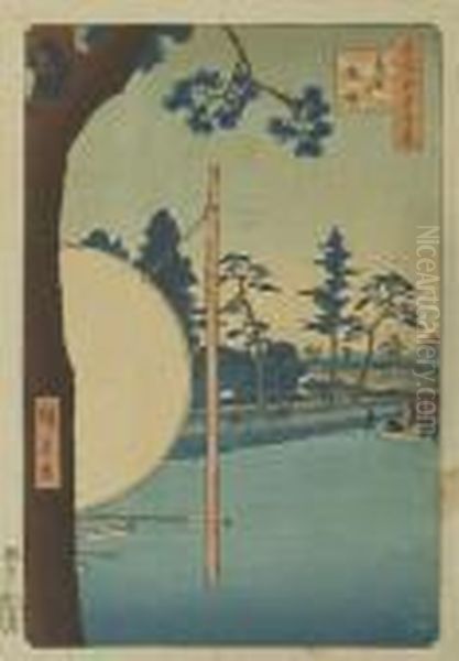 Takata Riding Ground Oil Painting by Utagawa or Ando Hiroshige