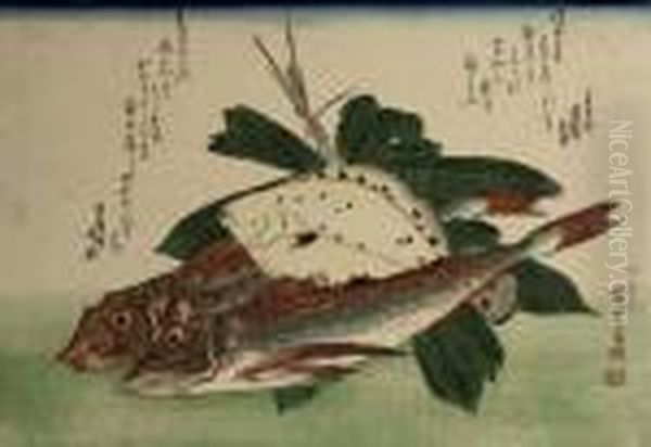 The Large Fish Oil Painting by Utagawa or Ando Hiroshige