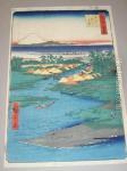 Horie, Nekozane Oil Painting by Utagawa or Ando Hiroshige