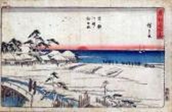 New Year's Sunrise After Snowfall From Famous Places In The Eastern Capital Oil Painting by Utagawa or Ando Hiroshige