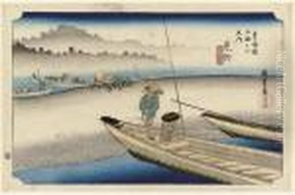 Mitsuke, Tenryugawa Zu Oil Painting by Utagawa or Ando Hiroshige