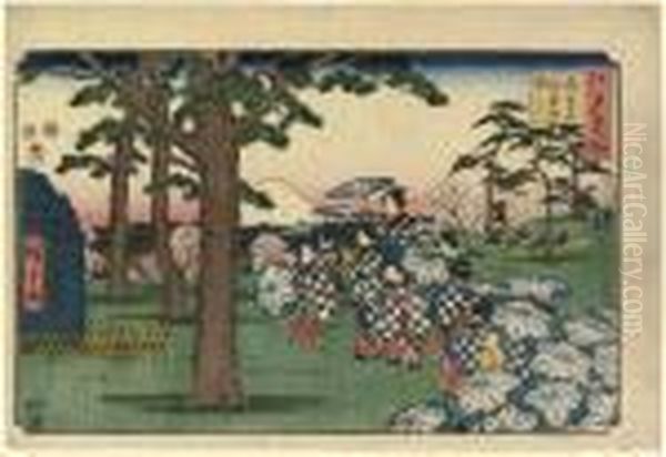 Fukagawa Hachimangu Oil Painting by Utagawa or Ando Hiroshige