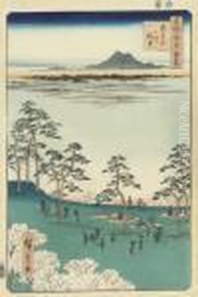 Oban Tate Oil Painting by Utagawa or Ando Hiroshige