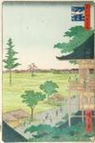 Sazai Hall Temple Of Five Hundred Rakan Oil Painting by Utagawa or Ando Hiroshige