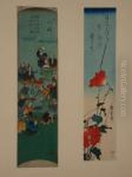 Kwiaty Oil Painting by Utagawa or Ando Hiroshige