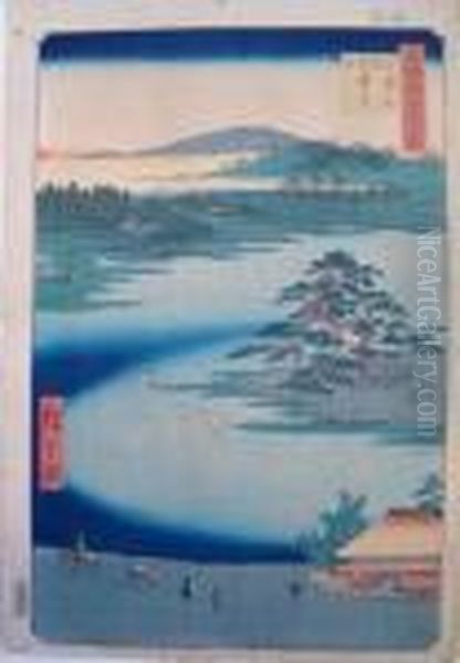 Upright Tokaido Oil Painting by Utagawa or Ando Hiroshige