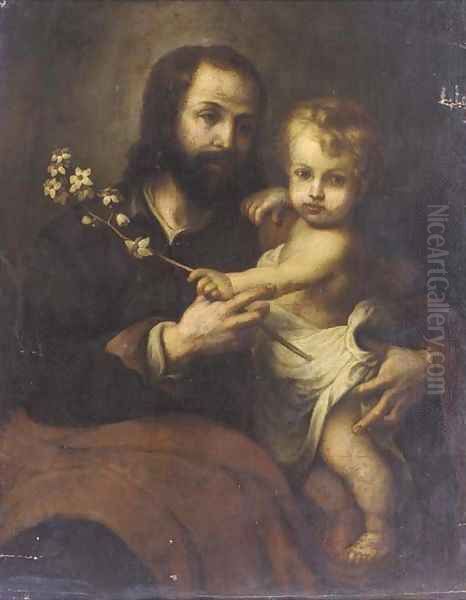 Saint Joseph and the Christ Child Oil Painting by Bartolome Esteban Murillo