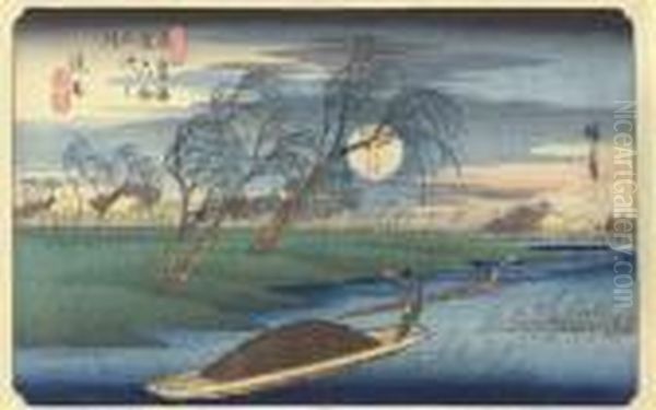 The Sixty-nine Stations Of The Kisokaido Oil Painting by Utagawa or Ando Hiroshige