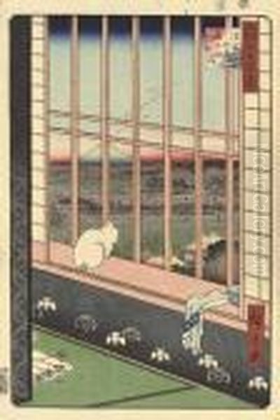 Asakusa-tanbo, Torinomachi-mode Oil Painting by Utagawa or Ando Hiroshige