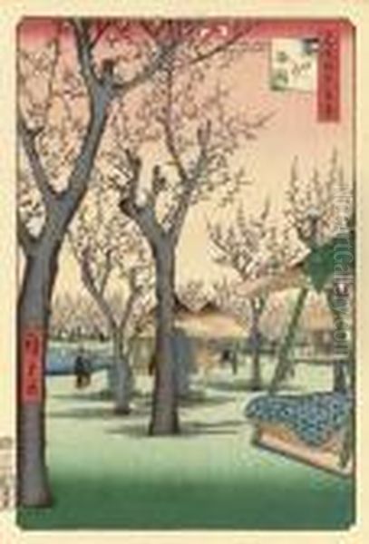 Kamata No Umezono (plum Garden, Kamata) Oil Painting by Utagawa or Ando Hiroshige